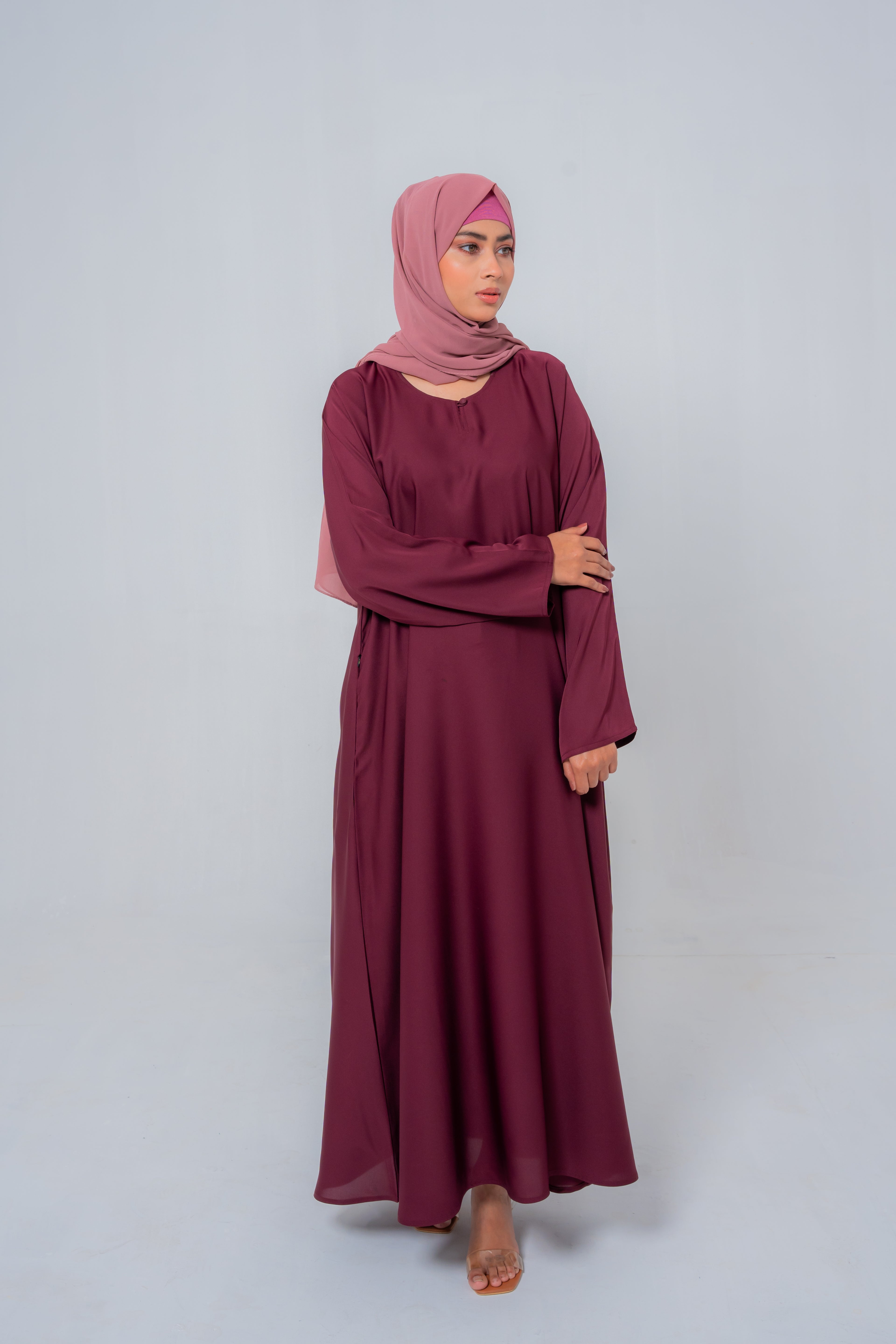 Essential Aesthetic Maroon Maxi Abaya – Modest Elegance Redefined | Mastoor by KNJ