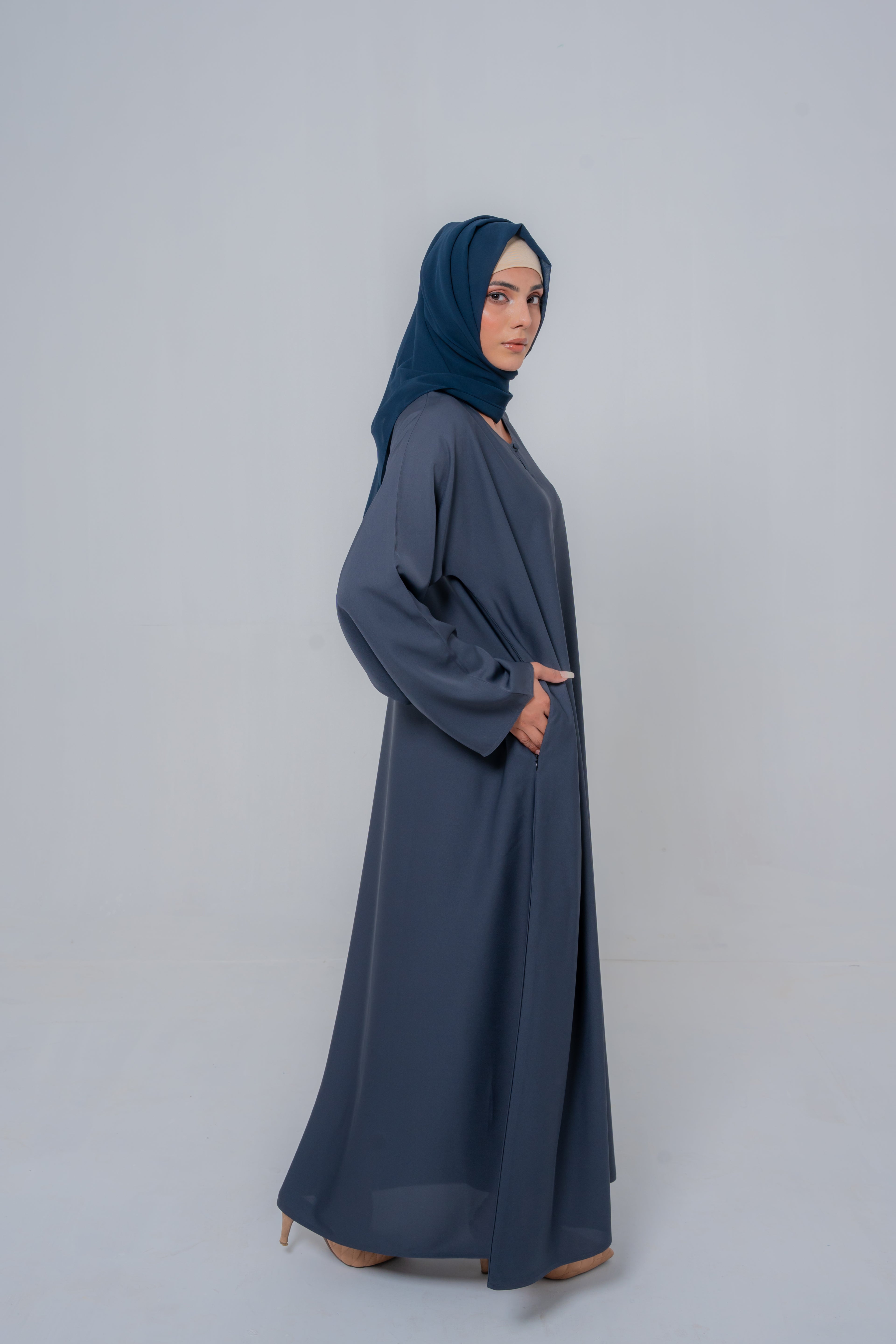 Dark Gray Basic Maxi Abaya – Modest Elegance for Everyday | Mastoor by KNJ