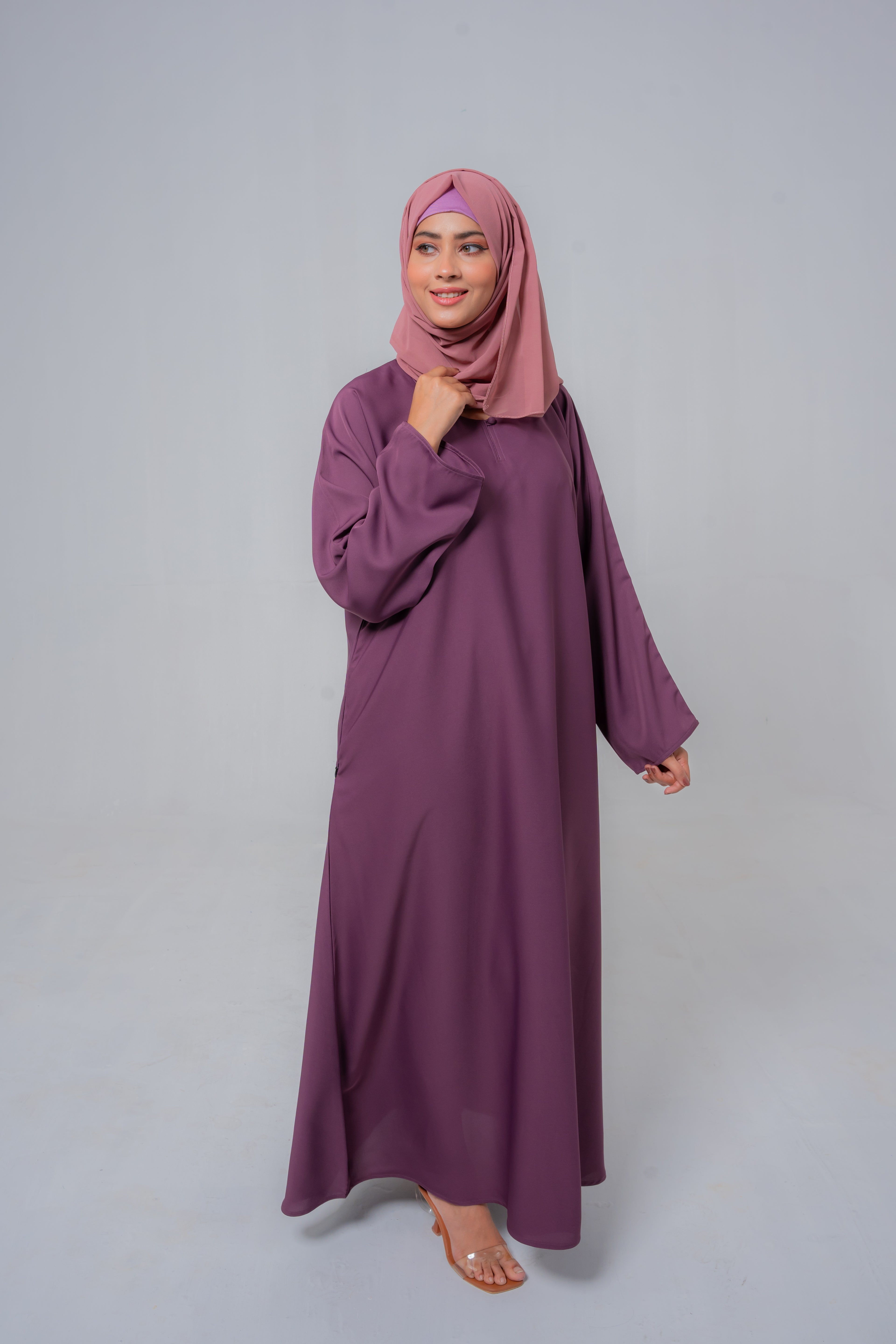 Pearly Purple Basic Maxi Abaya – Modest Elegance in Every Step | Mastoor by KNJ