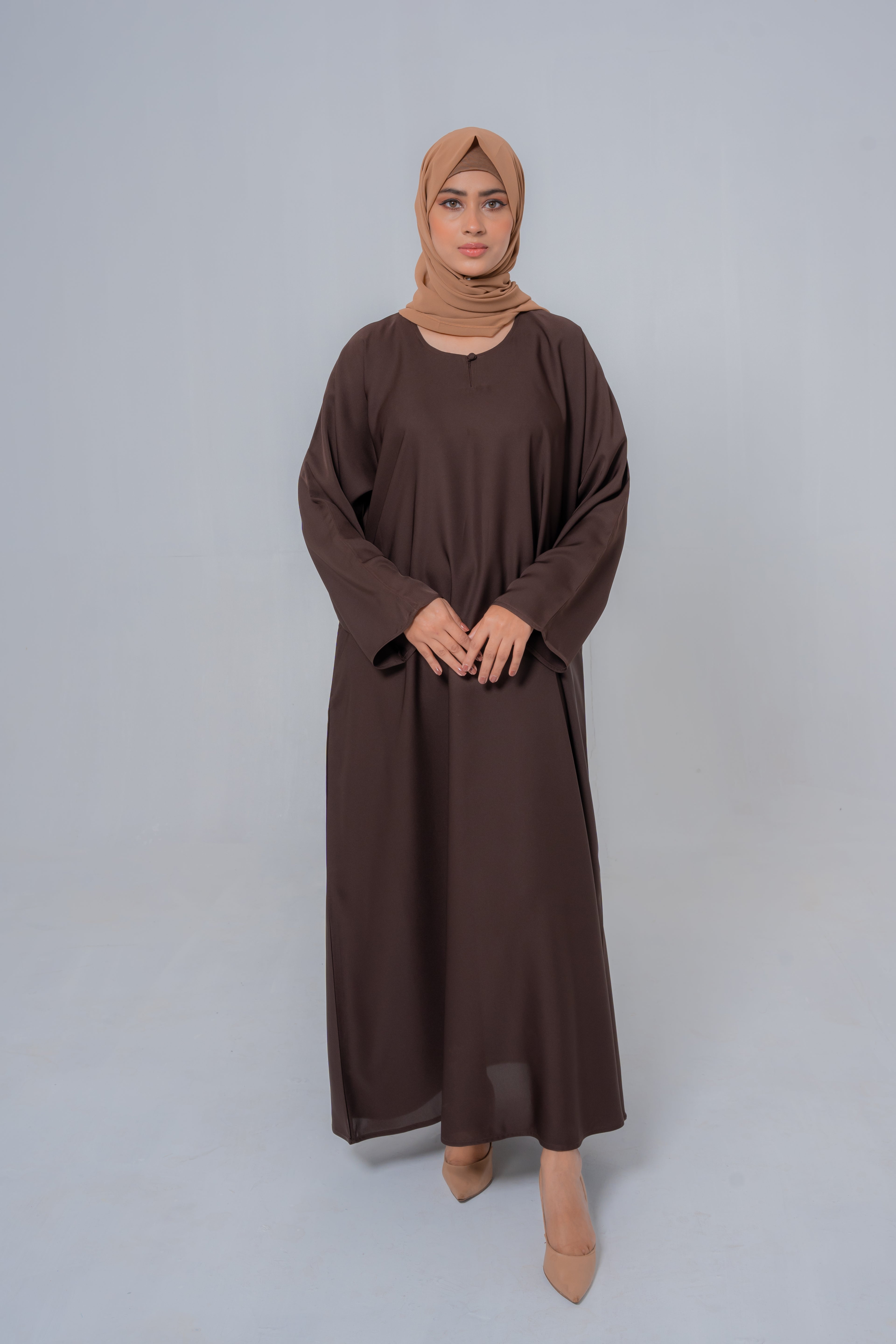 Classic Dark Brown Maxi Abaya – Everyday Modesty & Elegance | Mastoor by KNJ
