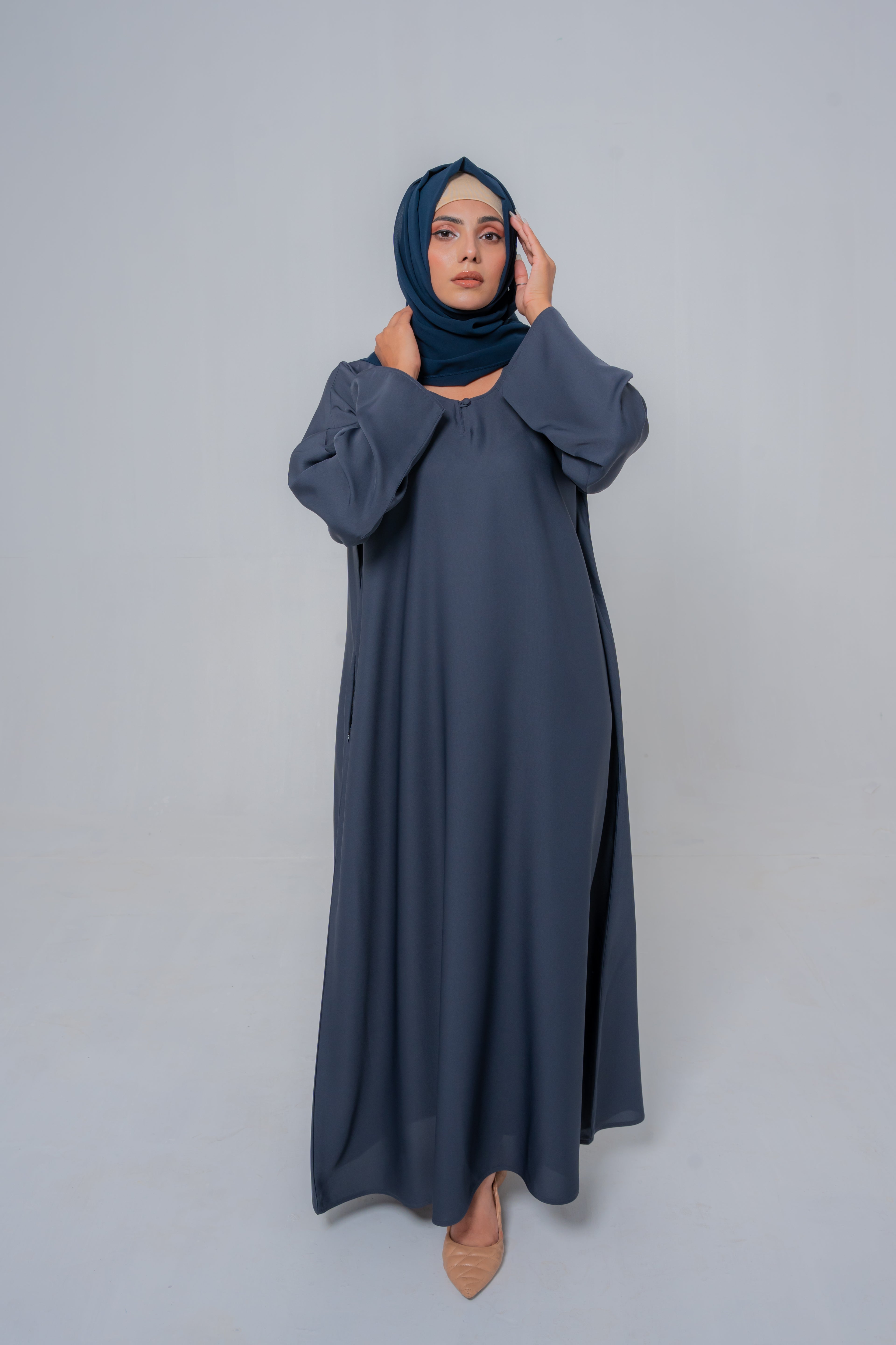 Dark Gray Basic Maxi Abaya – Modest Elegance for Everyday | Mastoor by KNJ