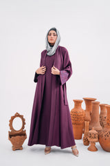 Double Gown Abaya with Hijab – Maroonish | Open Sleeveless Style | Mastoor by KNJ