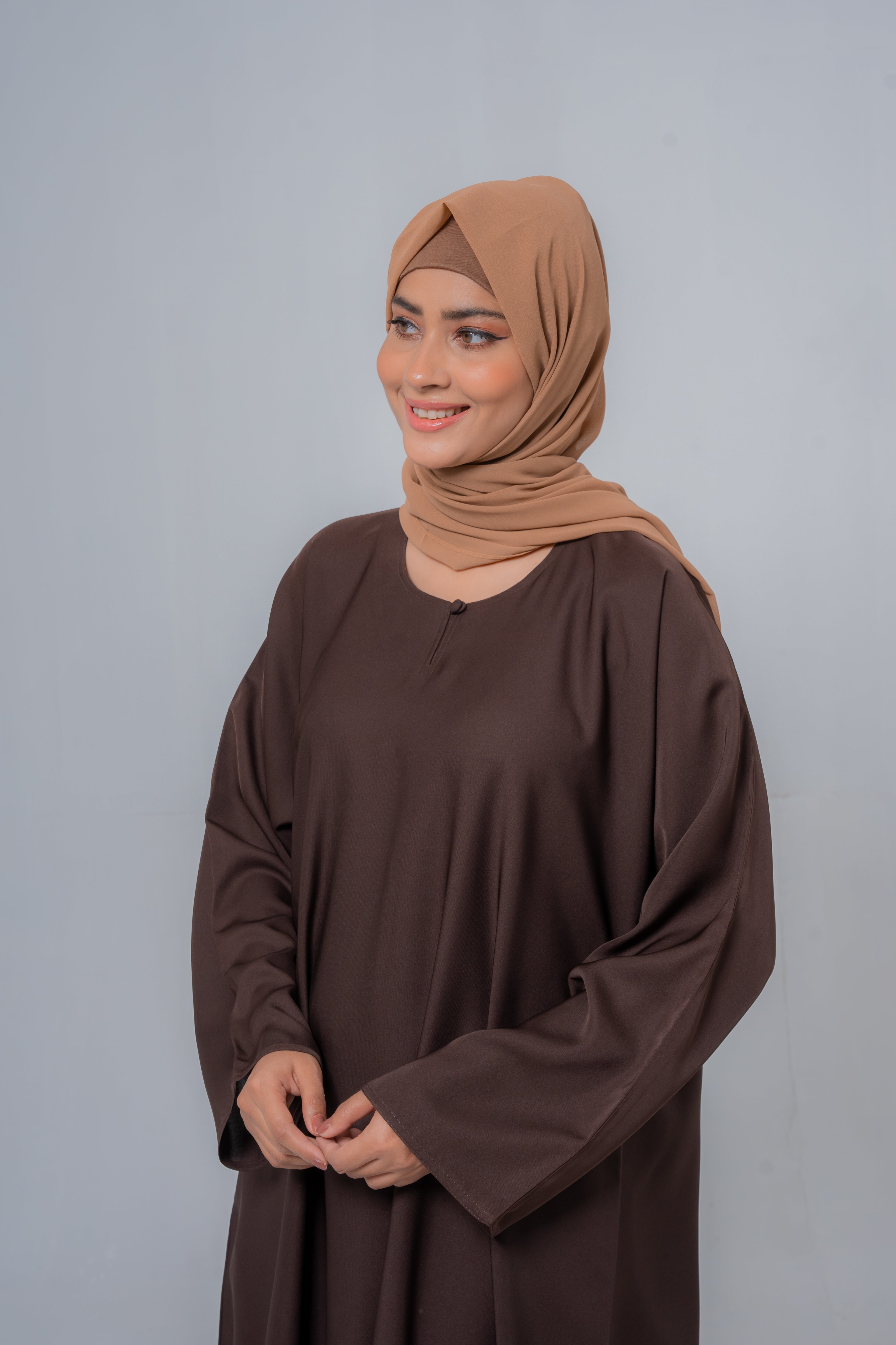 Classic Dark Brown Maxi Abaya – Everyday Modesty & Elegance | Mastoor by KNJ