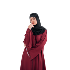 Bell Gown Abaya in Reddish Nida Fabric with Chiffon Hijab | Elegant Open Style | Mastoor by KNJ