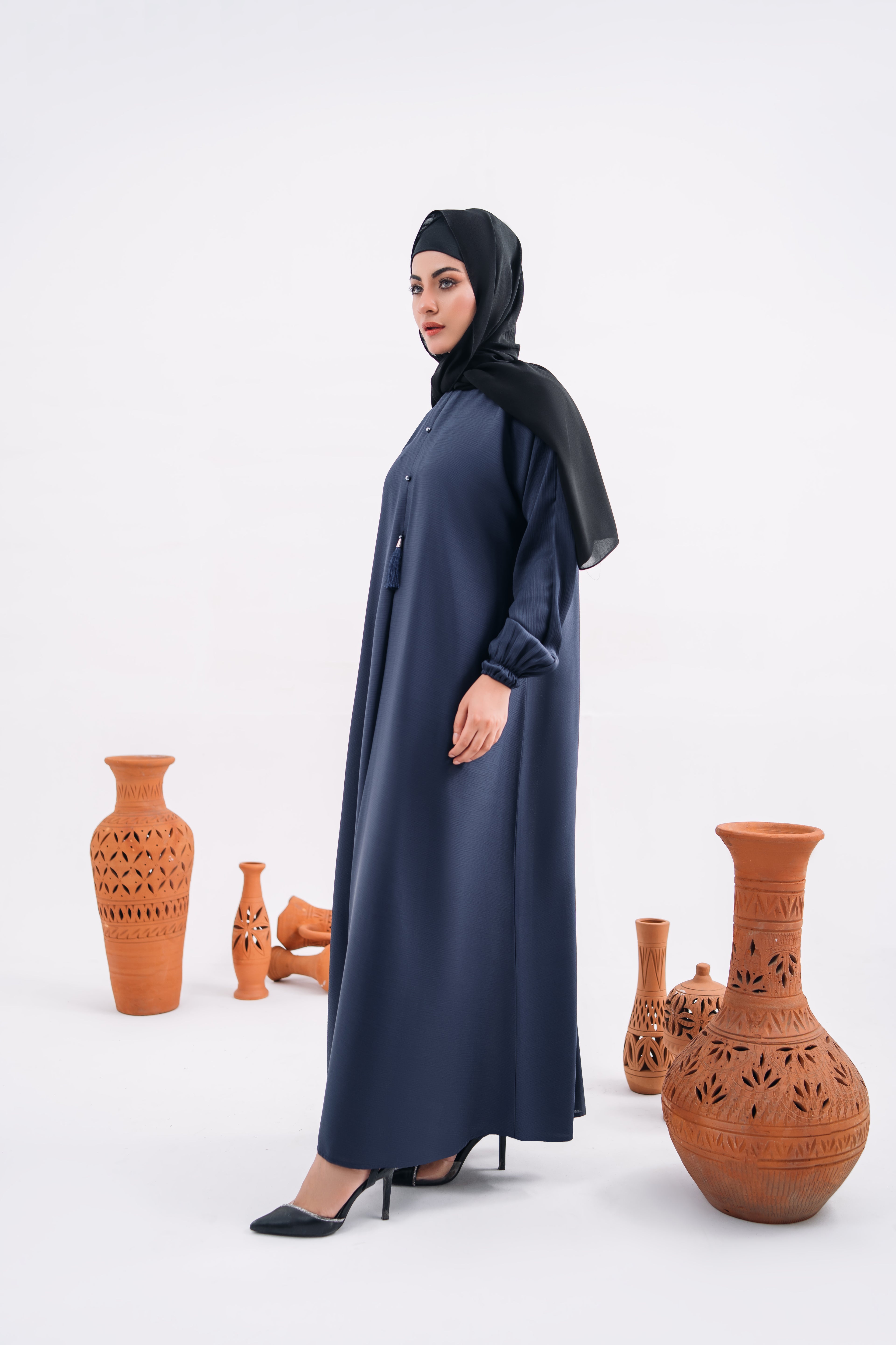 Basic Gripper Abaya in Bluish Zoom Fabric | Elegant Everyday Maxi Style | Mastoor by KNJ