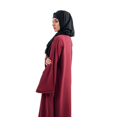 Bell Gown Abaya in Reddish Nida Fabric with Chiffon Hijab | Elegant Open Style | Mastoor by KNJ
