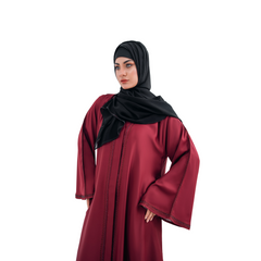Bell Gown Abaya in Reddish Nida Fabric with Chiffon Hijab | Elegant Open Style | Mastoor by KNJ